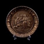 Hortobágy – Puszta scene bronzed ceramic wall plate.