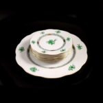 Herend Apponyi Green Chinese Bouquet Dessert Set