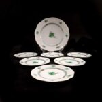 Herend Apponyi Green Chinese Bouquet Dessert Set - Image 2