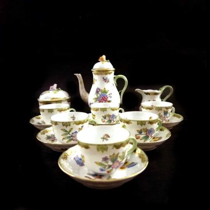Herend Victoria Pattern (VBO) Coffee Set for 6 Persons