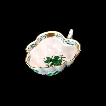 Herend Green Apponyi Pattern Leaf-Shaped Sugar Bowl