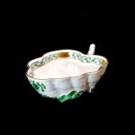 Herend Green Apponyi Pattern Leaf-Shaped Sugar Bowl - Image 3