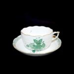 Herend Green Apponyi Pattern Tea Cup Set For 6 Person - Image 2