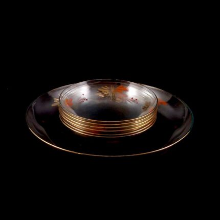 Mid-Century Gilded Glass Dessert Set for 6 – Unknown Maker