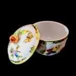 Herend Large Porcelain Sugar Bowl – Victoria (VBO) Pattern with Rose Finial - Image 2