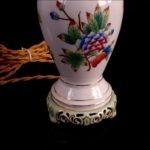 Herend VBO Porcelain Table Lamp 1944 – Baroque Base – Hand-Painted Silk Shade - Image 18