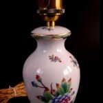 Herend VBO Porcelain Table Lamp 1944 – Baroque Base – Hand-Painted Silk Shade - Image 19