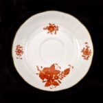 Herend Apponyi AOG Chinese Bouquet Red Coffee Cup Saucer – Model 711